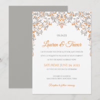 Elegante Einladung | Kate (Orange & Grau)