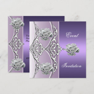 Elegante Einladung Lila Mauve Silver Blues