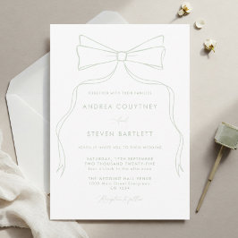 Elegante Einladung von Bow White und Green Wedding