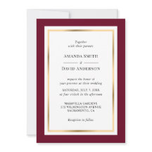 Elegante Einladung von Burgund und Gold Hochzeit