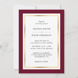 Elegante Einladung von Burgund und Gold Hochzeit