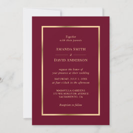 Elegante Einladung von Burgund und Gold Hochzeit