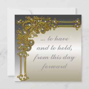 Elegante Einladung zu Hochzeiten in Gold und Silbe