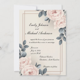 Elegante Einladung zu Hochzeiten mit Blume