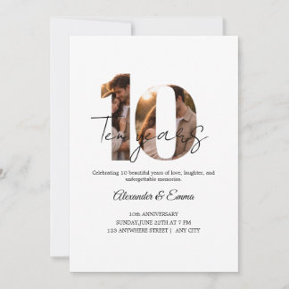 Elegante Einladung zum 10. Hochzeitstag mit Fotoco