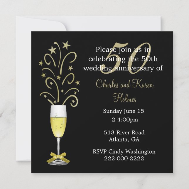 Elegante Einladung zum 50. Hochzeitstag (Vorderseite)