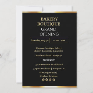 Elegante Einladung zum Black & Gold Grand Opening