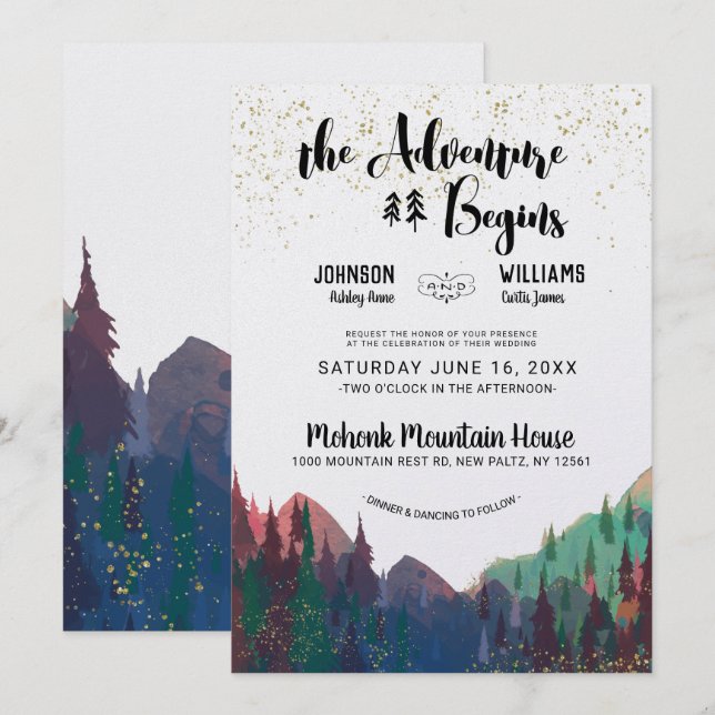 Elegante Einladung zum Hochzeitsfeiern (Vorne/Hinten)