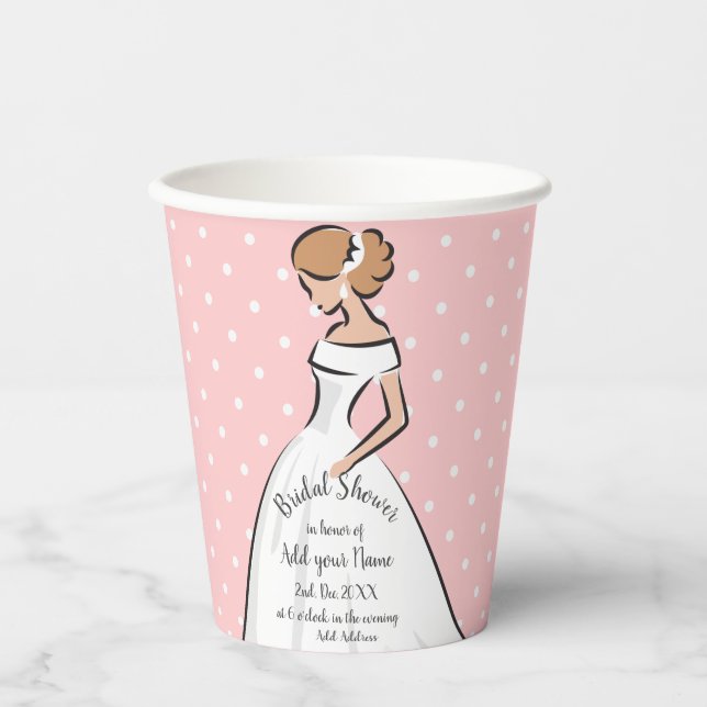 Elegante Einladung zum Hochzeitskleid Pappbecher (Vorderseite)