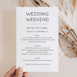 Elegante Einladung zum Hochzeitswochenende-Itinera