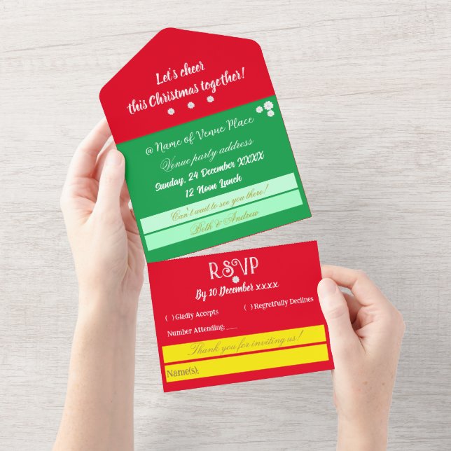 Elegante Einladung zum Weihnachtsessen (Abreißen)