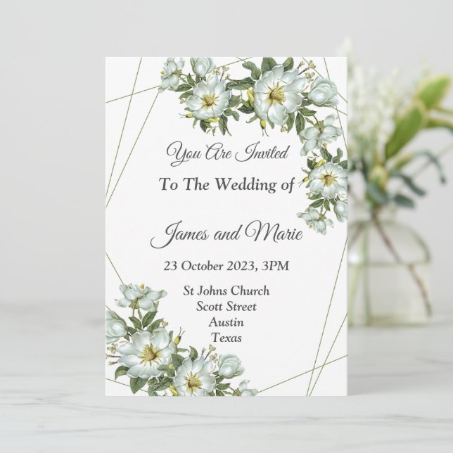 Elegante Einladung zur Hochzeit, (Stehend Vorderseite)