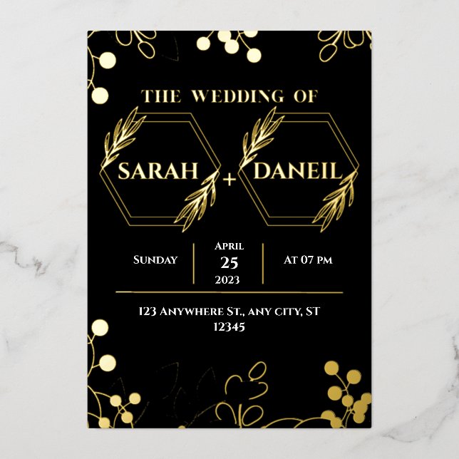 Elegante Einladung zur Hochzeit (Vorderseite)