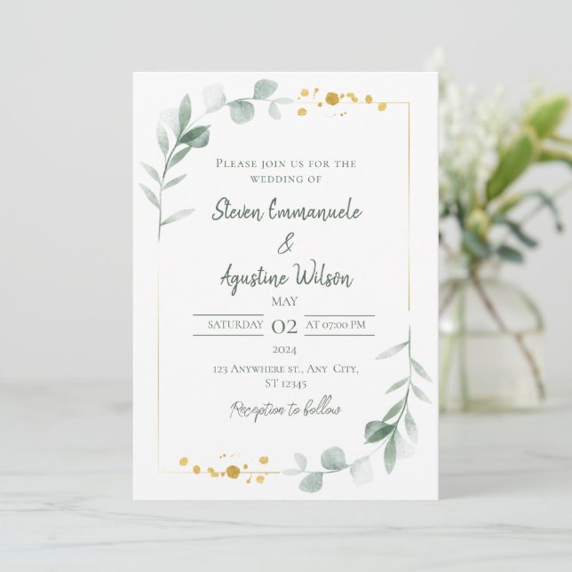Elegante Einladung zur Hochzeit (Stehend Vorderseite)