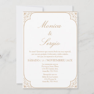 Elegante Einladung zur Hochzeit auf Spanisch