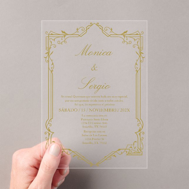 Elegante Einladung zur Hochzeit auf Spanisch (Insitu (Handheld))