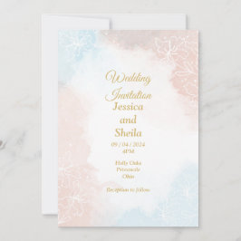 Elegante Einladung zur Hochzeit, blassrosa und bla