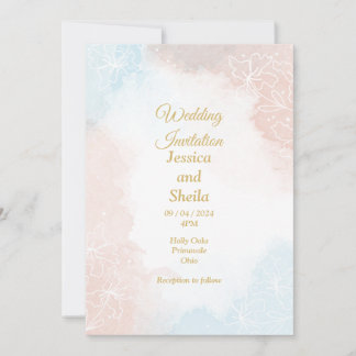 Elegante Einladung zur Hochzeit, blassrosa und bla