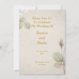 Elegante Einladung zur Hochzeit, einfache Blume