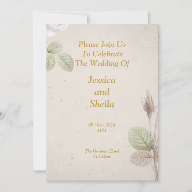 Elegante Einladung zur Hochzeit, einfache Blume (Vorderseite)
