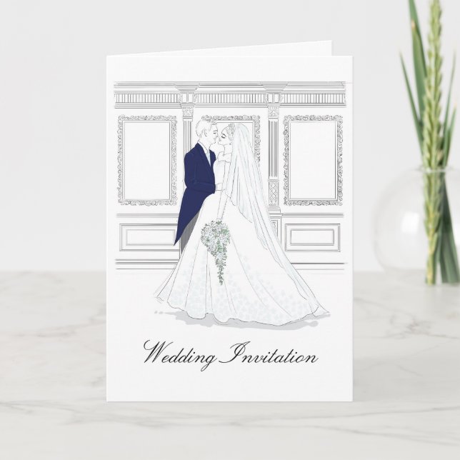 Elegante Einladung zur Hochzeit First Kiss (Vorderseite)