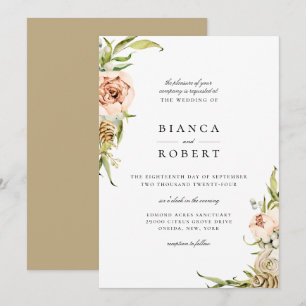 Elegante Einladung zur Hochzeit im botanischen Wal
