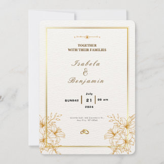 Elegante Einladung zur Hochzeit in Gold und Weiß