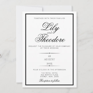 Elegante Einladung zur Hochzeit in Monochome