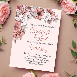 Elegante Einladung zur Hochzeit in Rosa und Weiß