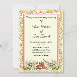 Elegante Einladung zur Hochzeit in Rot und Gold