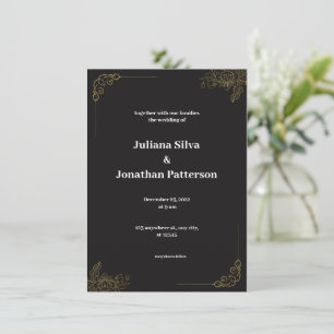 Elegante Einladung zur Hochzeit in Schwarz und Gol