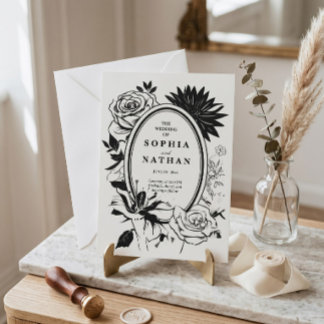 Elegante Einladung zur Hochzeit in Schwarz und Wei