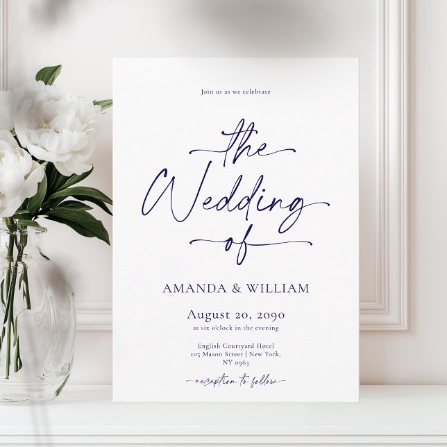 Elegante Einladung zur Hochzeit in Weiß und Blau (Von Creator hochgeladen)