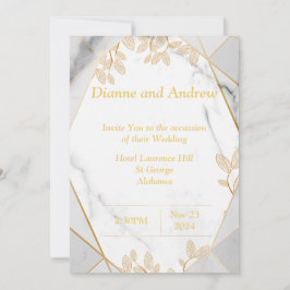 Elegante Einladung zur Hochzeit, Marmor, Gold