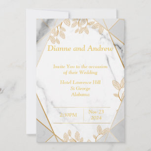Elegante Einladung zur Hochzeit, Marmor, Gold