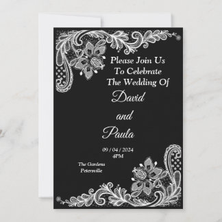 Elegante Einladung zur Hochzeit, schwarz-weiß