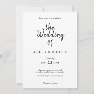 Elegante Einladung zur Hochzeit Schwarz-Weiß
