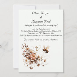 Elegante Einladung zur Hochzeit von Bienen und Blu