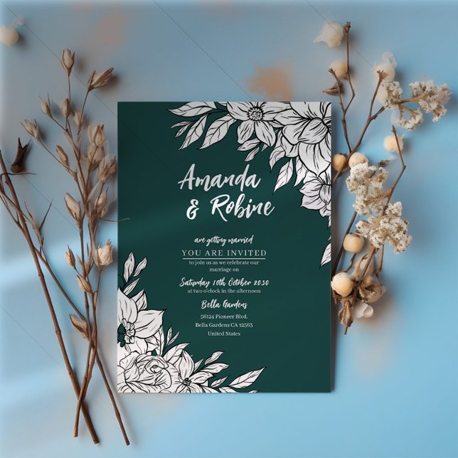 Elegante Einladung zur Hochzeit von Grün und Weiß (Von Creator hochgeladen)