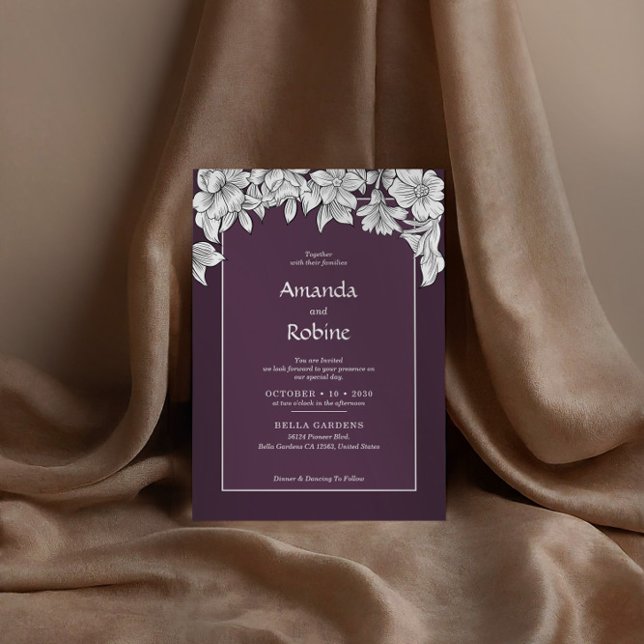 Elegante Einladung zur Hochzeit von Lila und weiße (Von Creator hochgeladen)