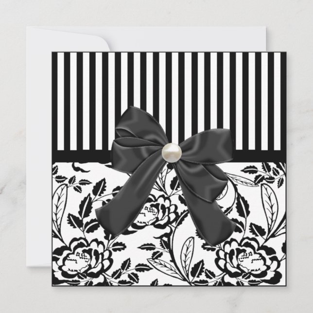 Elegante Einladung zur Hochzeit von Schwarz und We (Vorderseite)