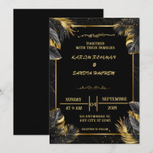 Elegante Einladung zur Hochzeit von Schwarz-Weiß-M