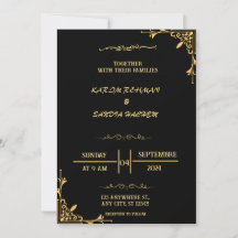 Elegante Einladung zur Hochzeit von Schwarz-Weiß-M