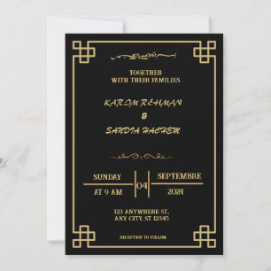 Elegante Einladung zur Hochzeit von Schwarz-Weiß-M