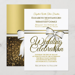 Elegante Einladung zur Hochzeit von White & Gold R