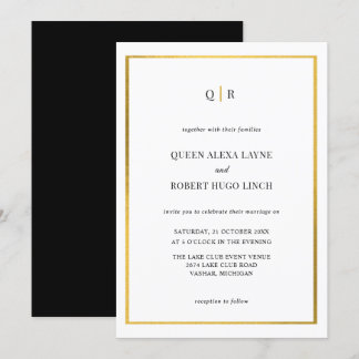 Elegante Einladung zur Schwarz-Gold-Hochzeit