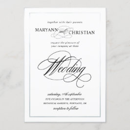 elegante Einladung zur Silberhochzeit in Kalligraf