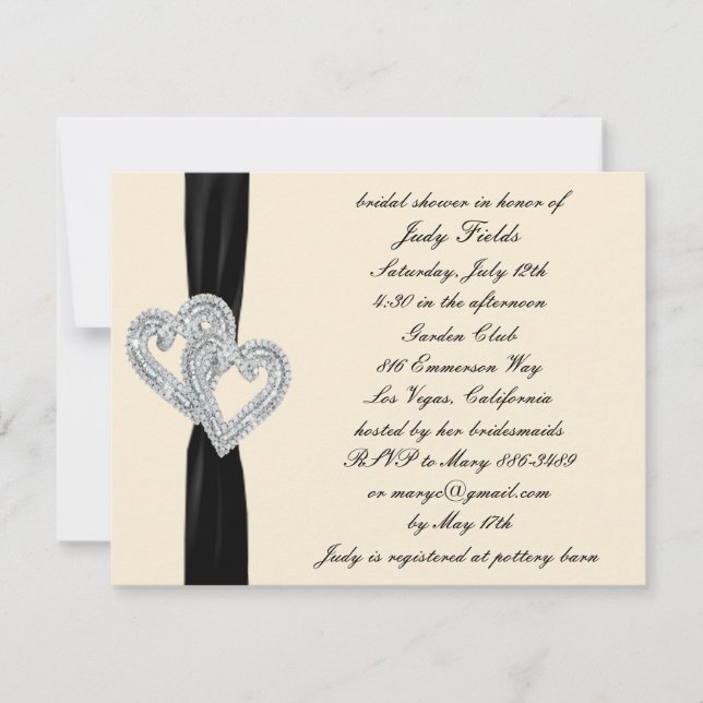 Elegante Einladungen für die Black Ribbon Bridal D (Vorderseite)