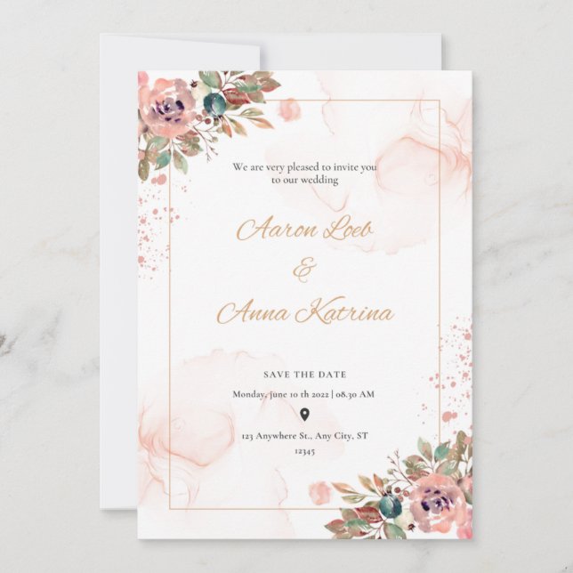 Elegante Einladungen für Hochzeiten (Vorderseite)