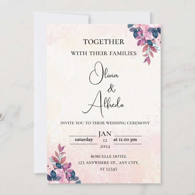Elegante Einladungen für Hochzeiten (Vorderseite)